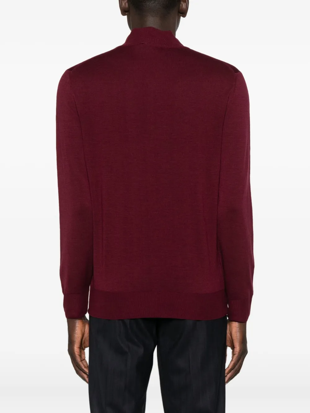Canali High-neck Zip-front Sweater In Red