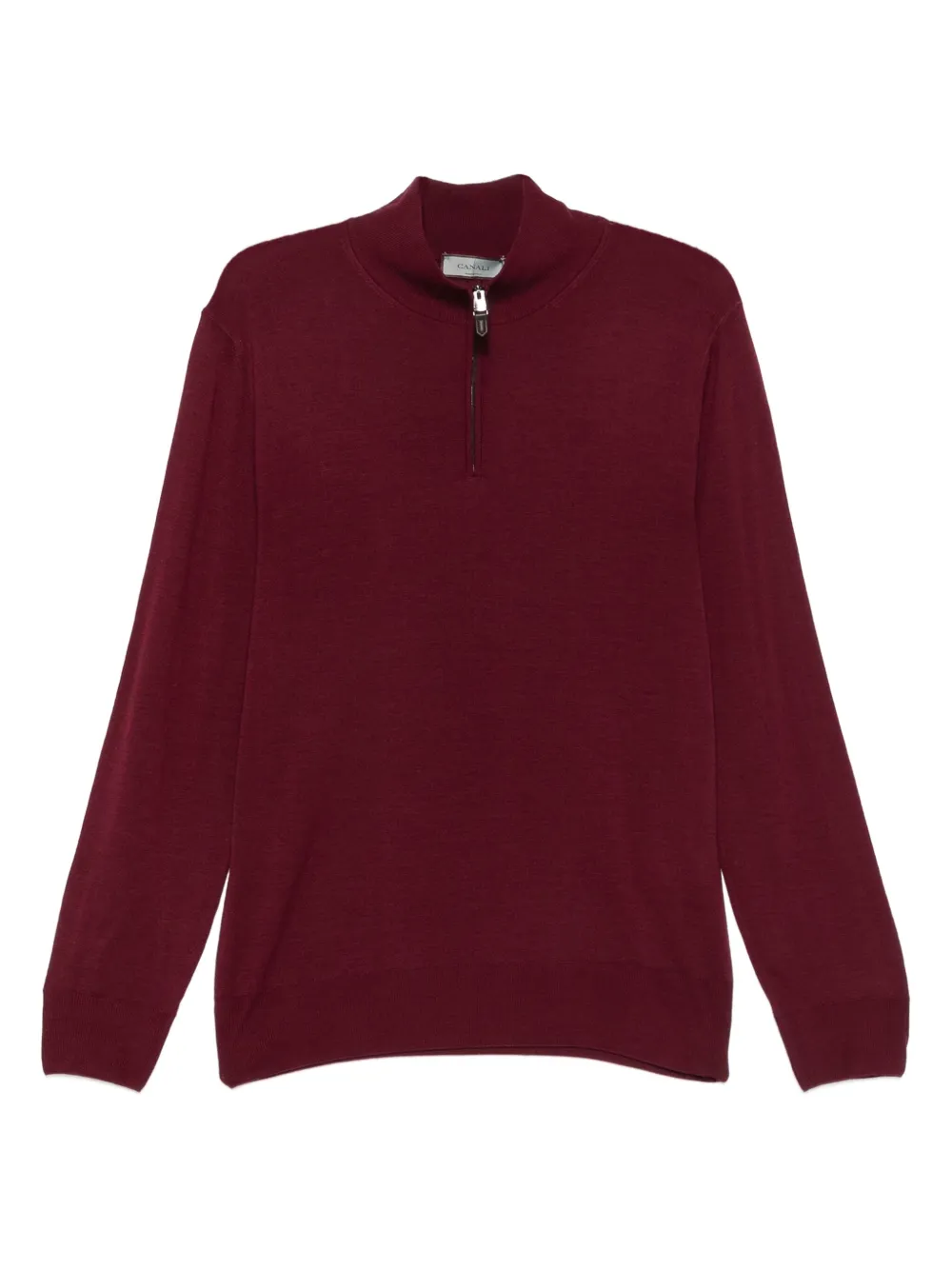 Canali high-neck zip-front sweater | Red | Image 1