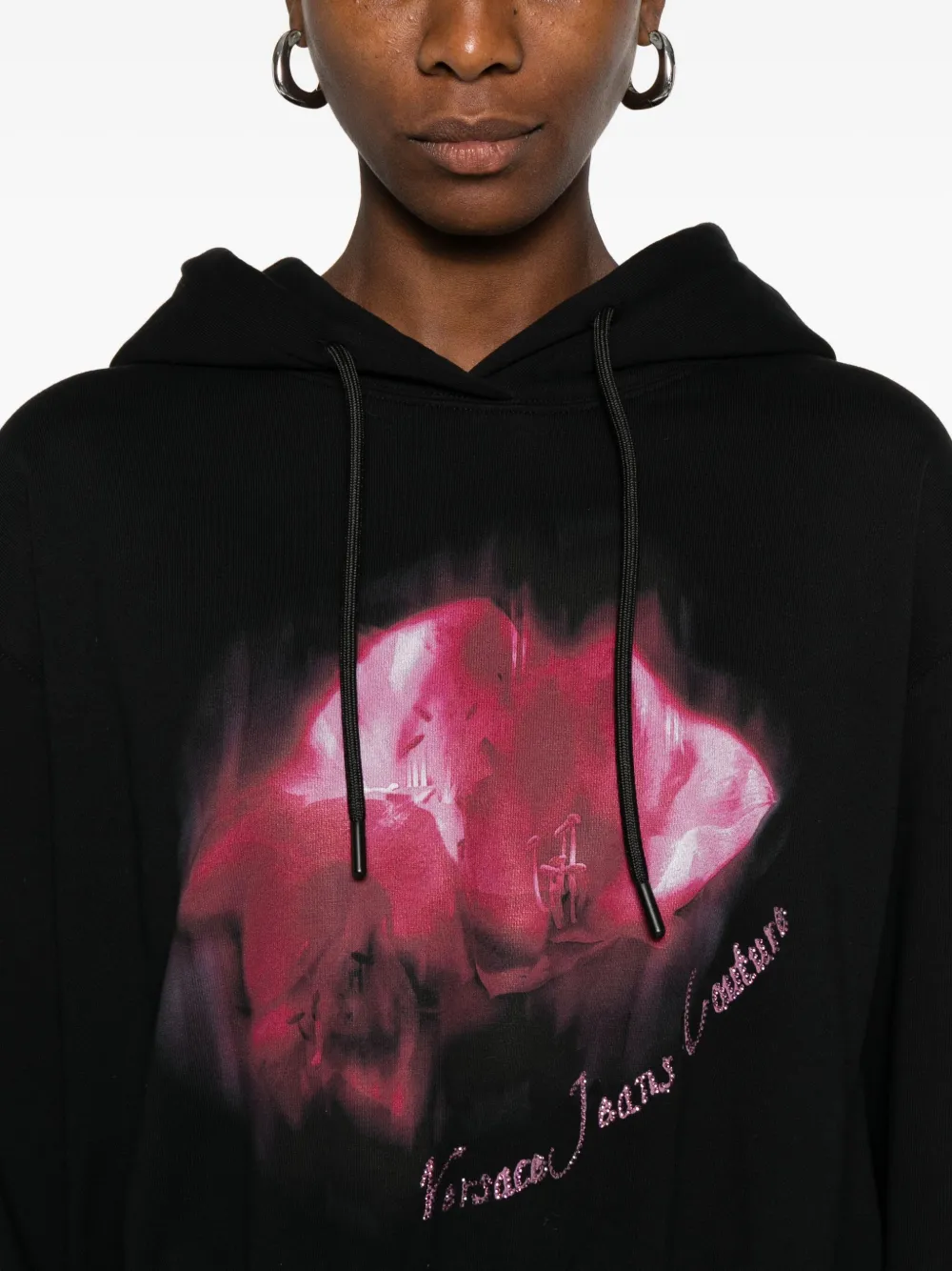 Versace Jeans Couture graphic-print hoodie Zwart