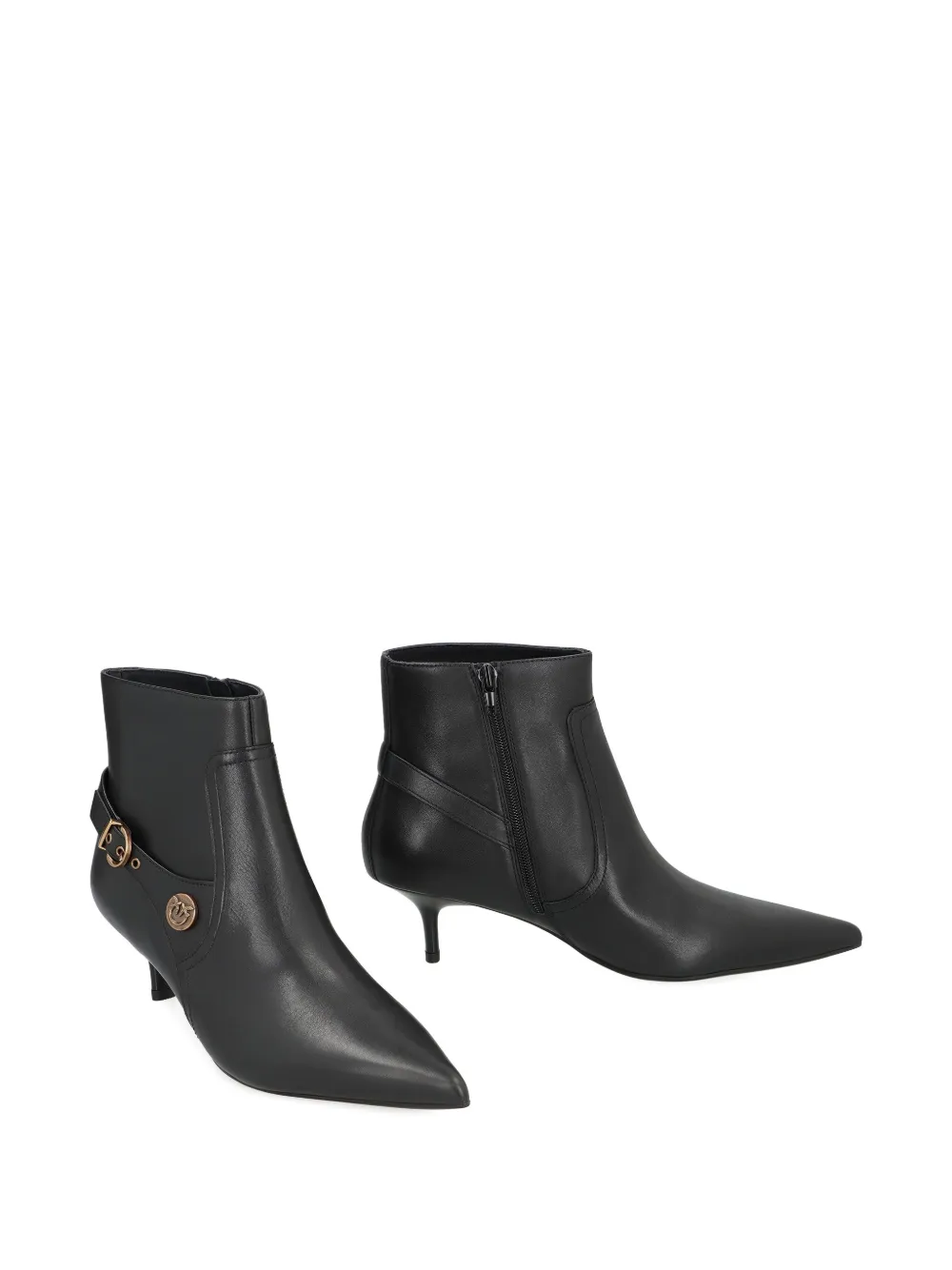PINKO buckle-detail pointed-toe boots Black