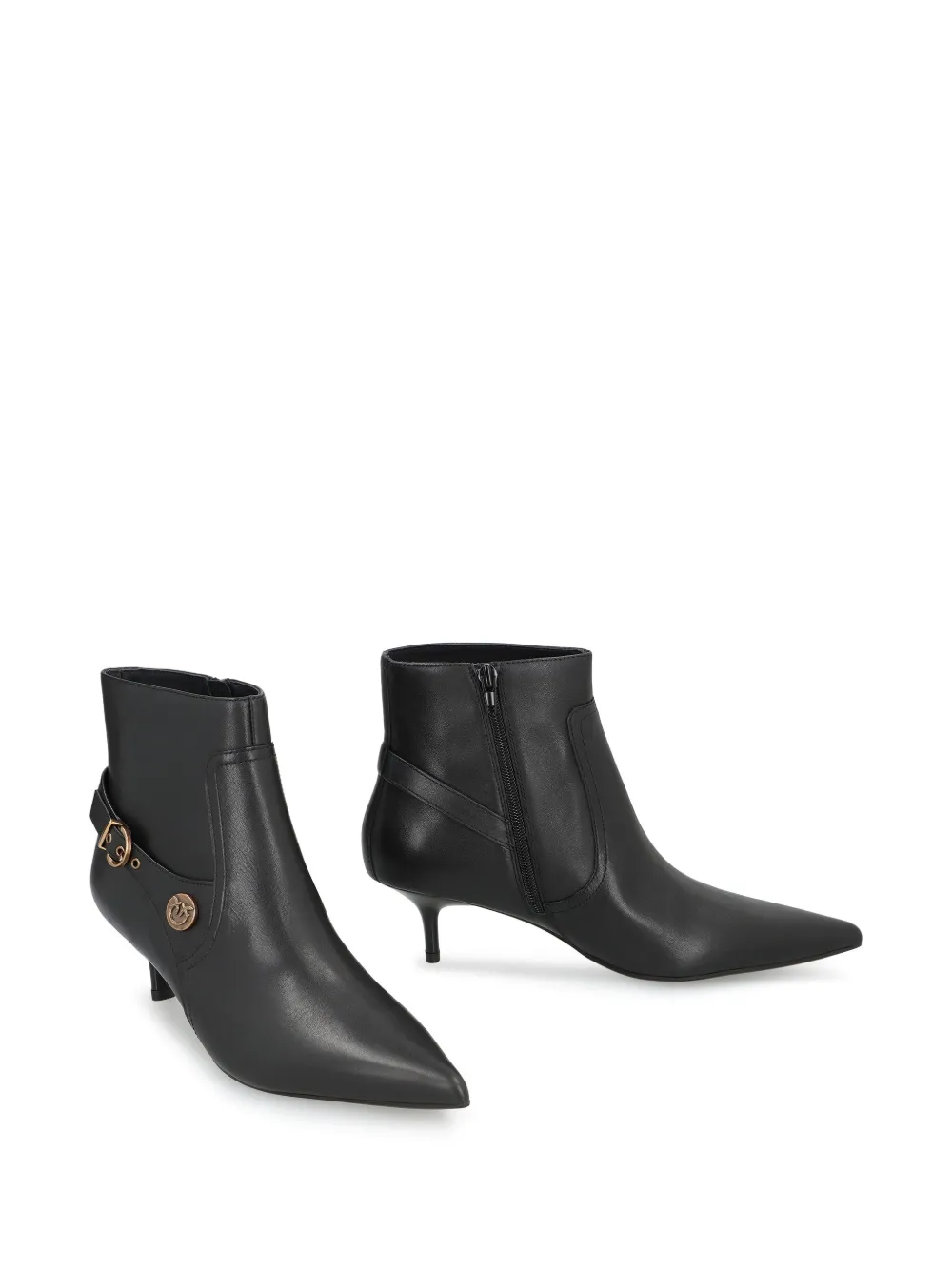 PINKO buckle-detail pointed-toe boots Black
