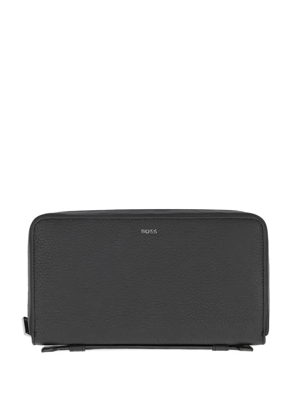 grained leather zip-around wallet
