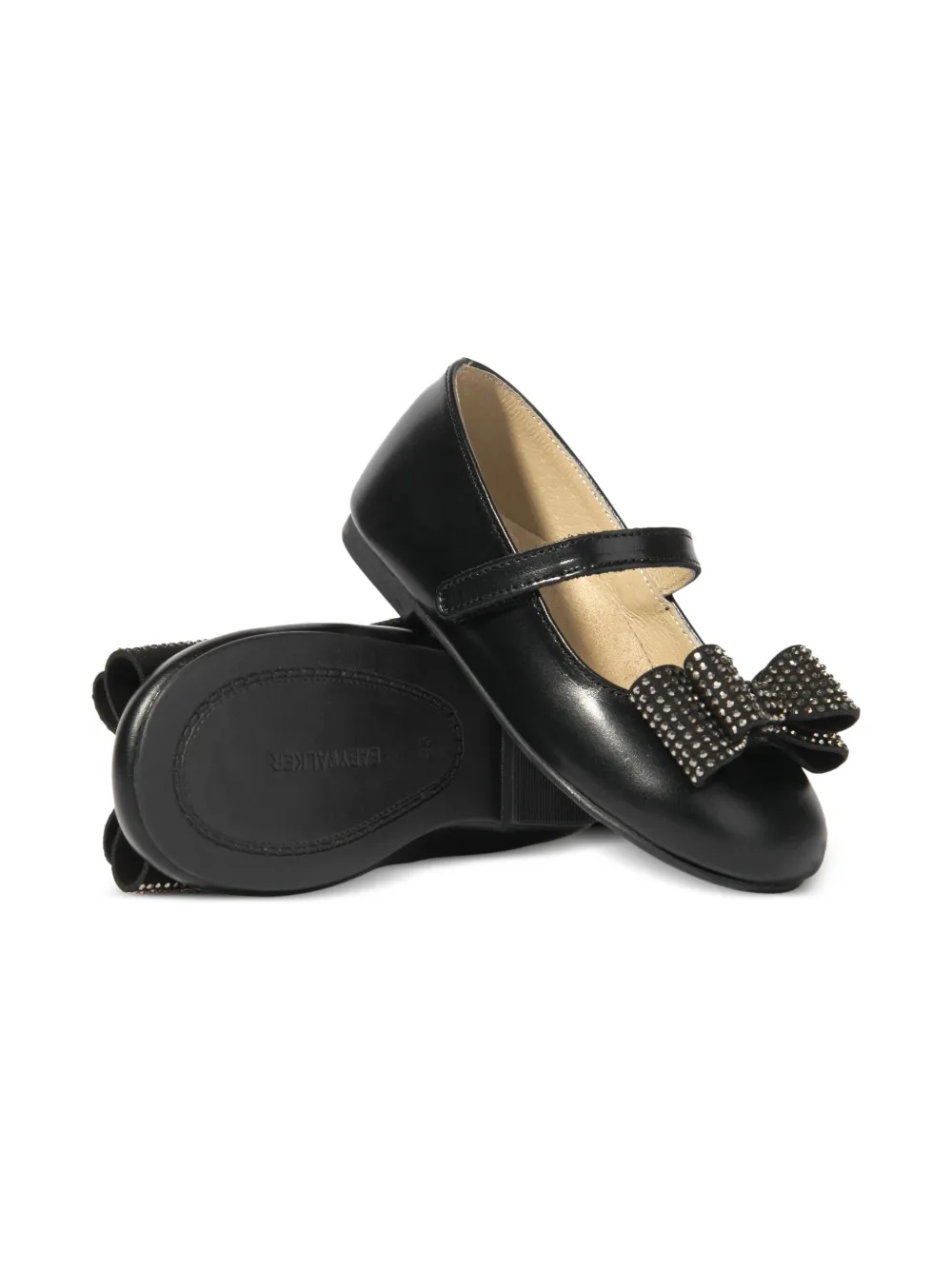 BabyWalker bow-embellishment ballerina shoes Black