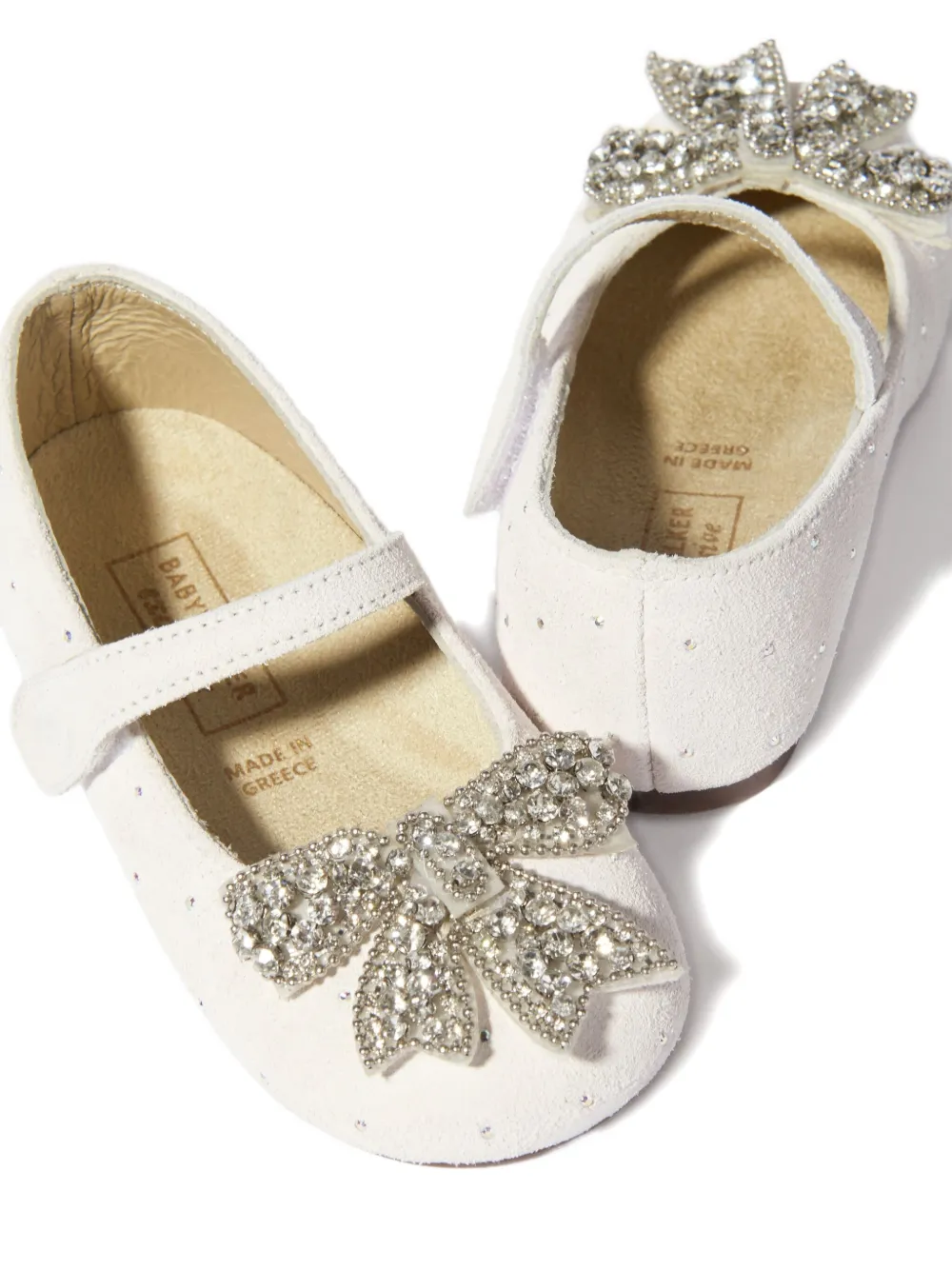 BabyWalker crystal-embellishment ballerinas White