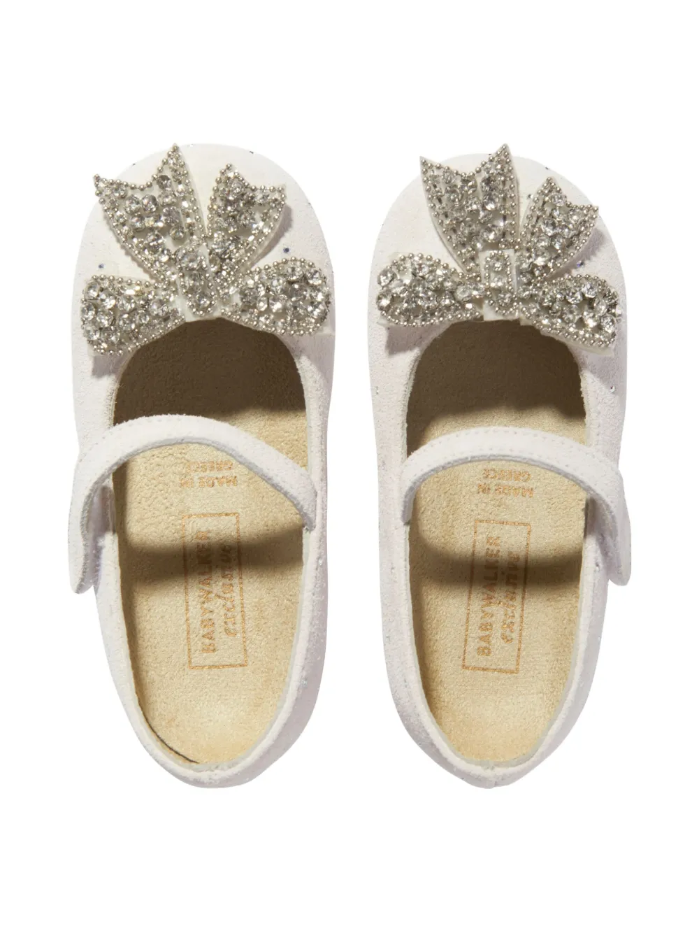 BabyWalker crystal-embellishment ballerinas White