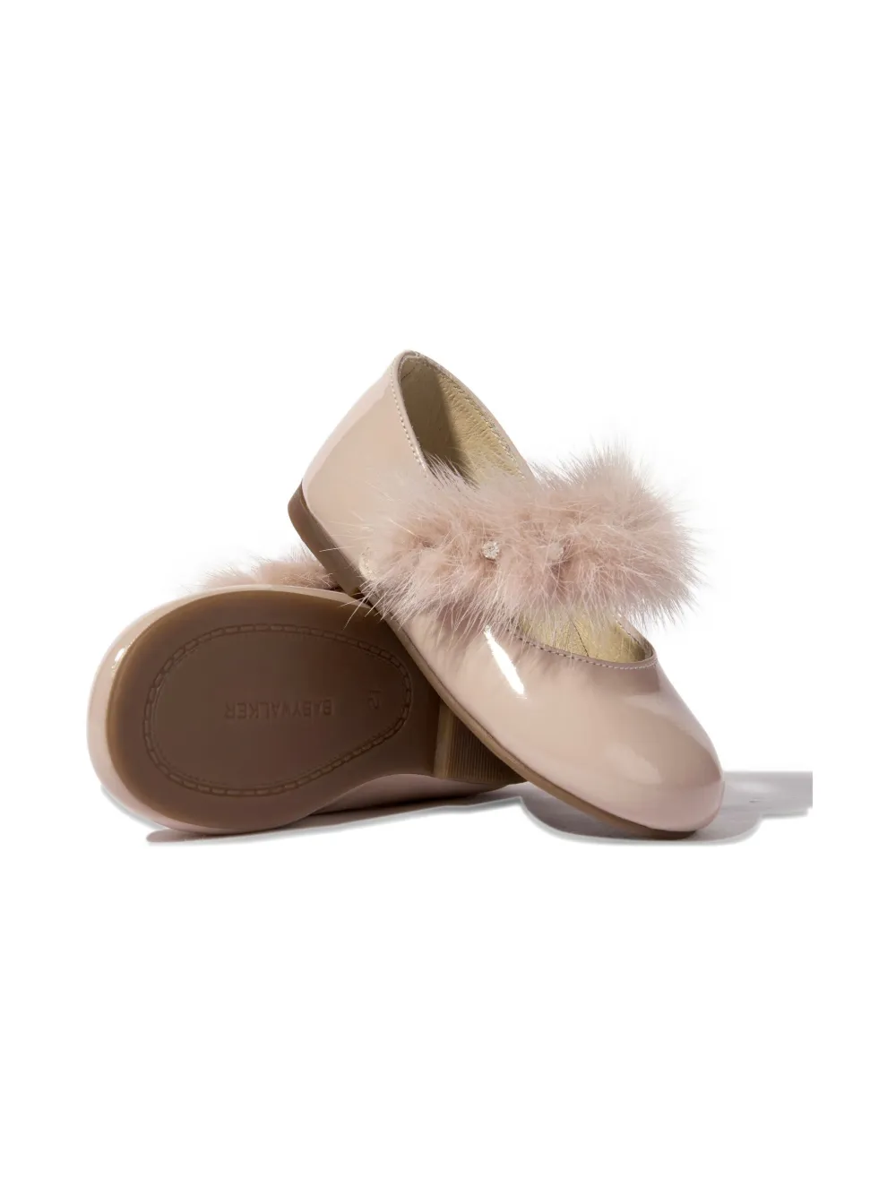 BabyWalker fur-trim ballerina shoes - Roze
