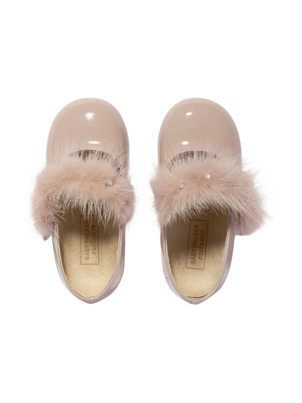 BabyWalker fur-trim ballerina shoes Pink