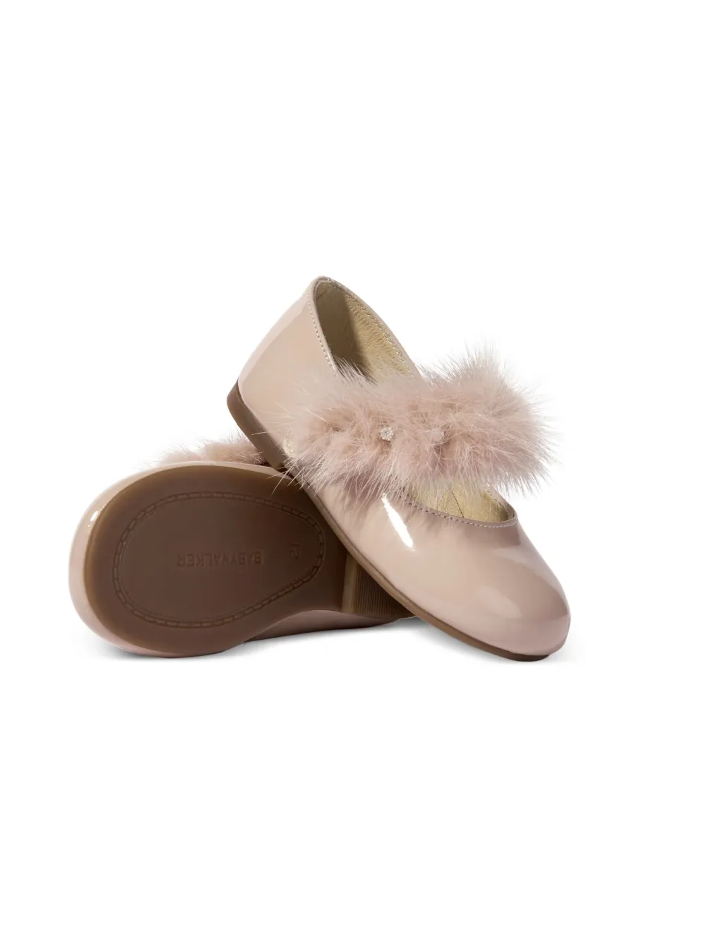 BabyWalker fur-trim ballerina shoes Pink