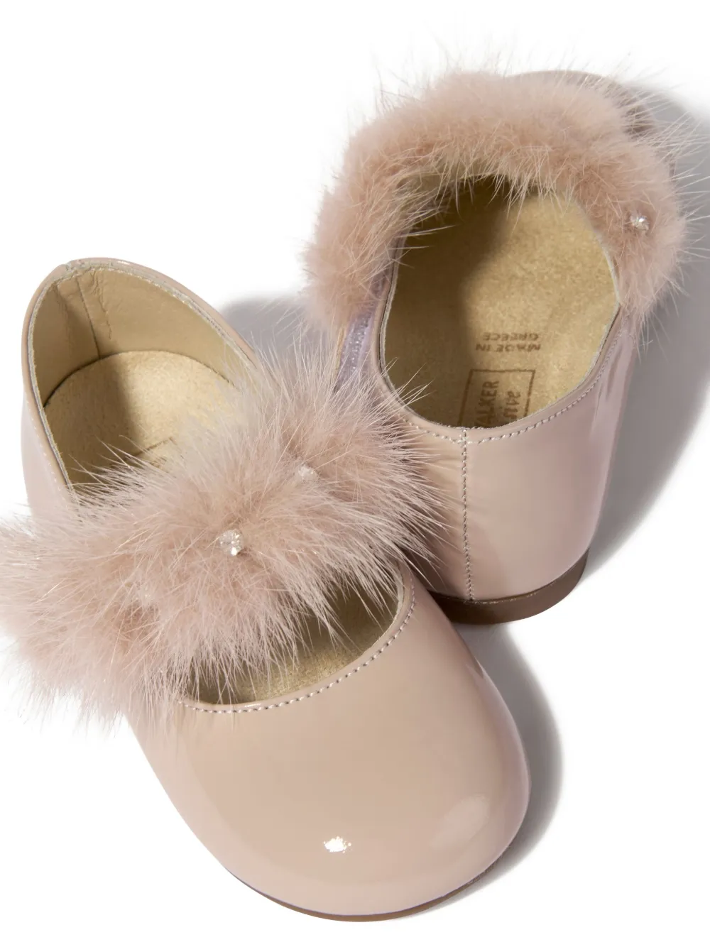 BabyWalker fur-trim ballerina shoes Pink
