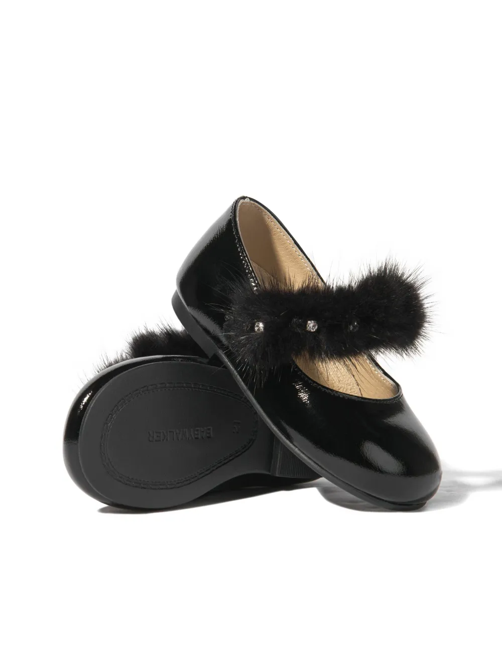 BabyWalker fur-trim ballerina shoes - Zwart