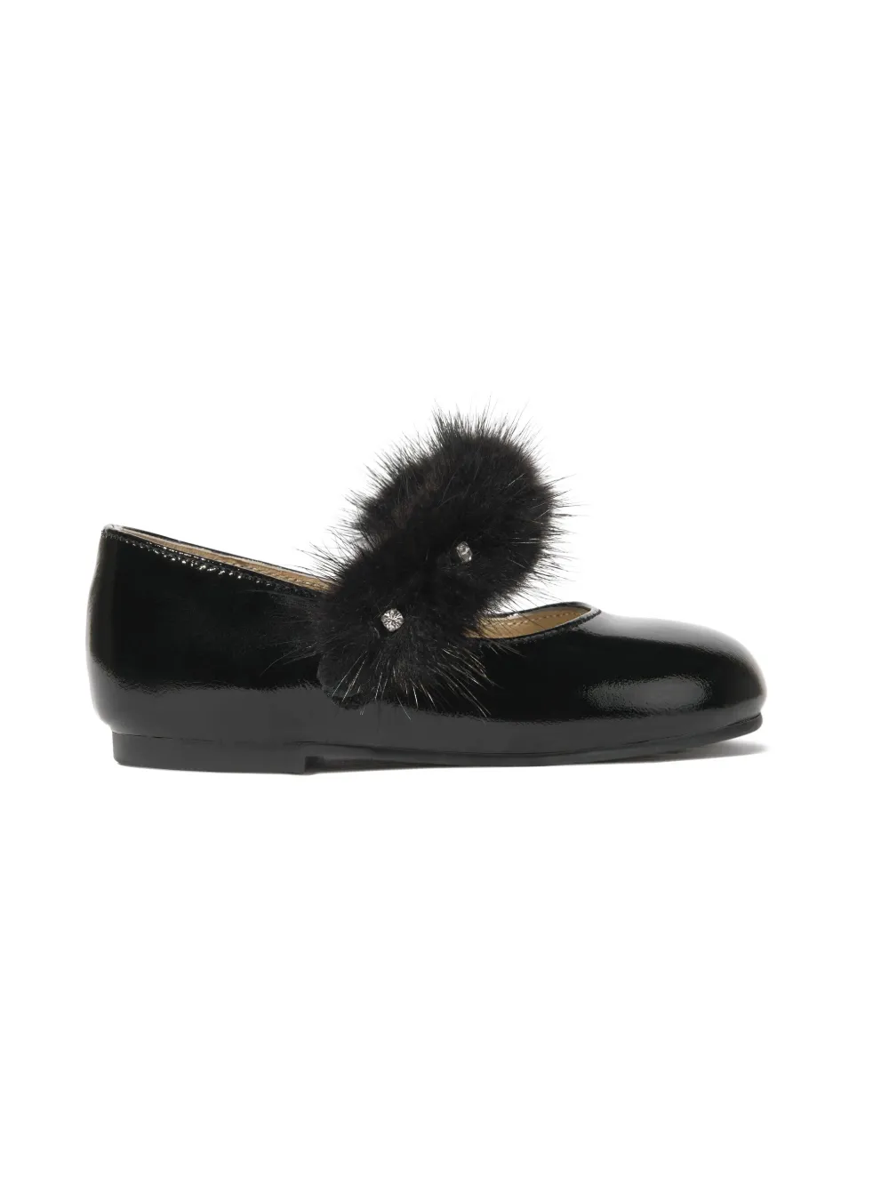 BabyWalker fur-trim ballerina shoes Black