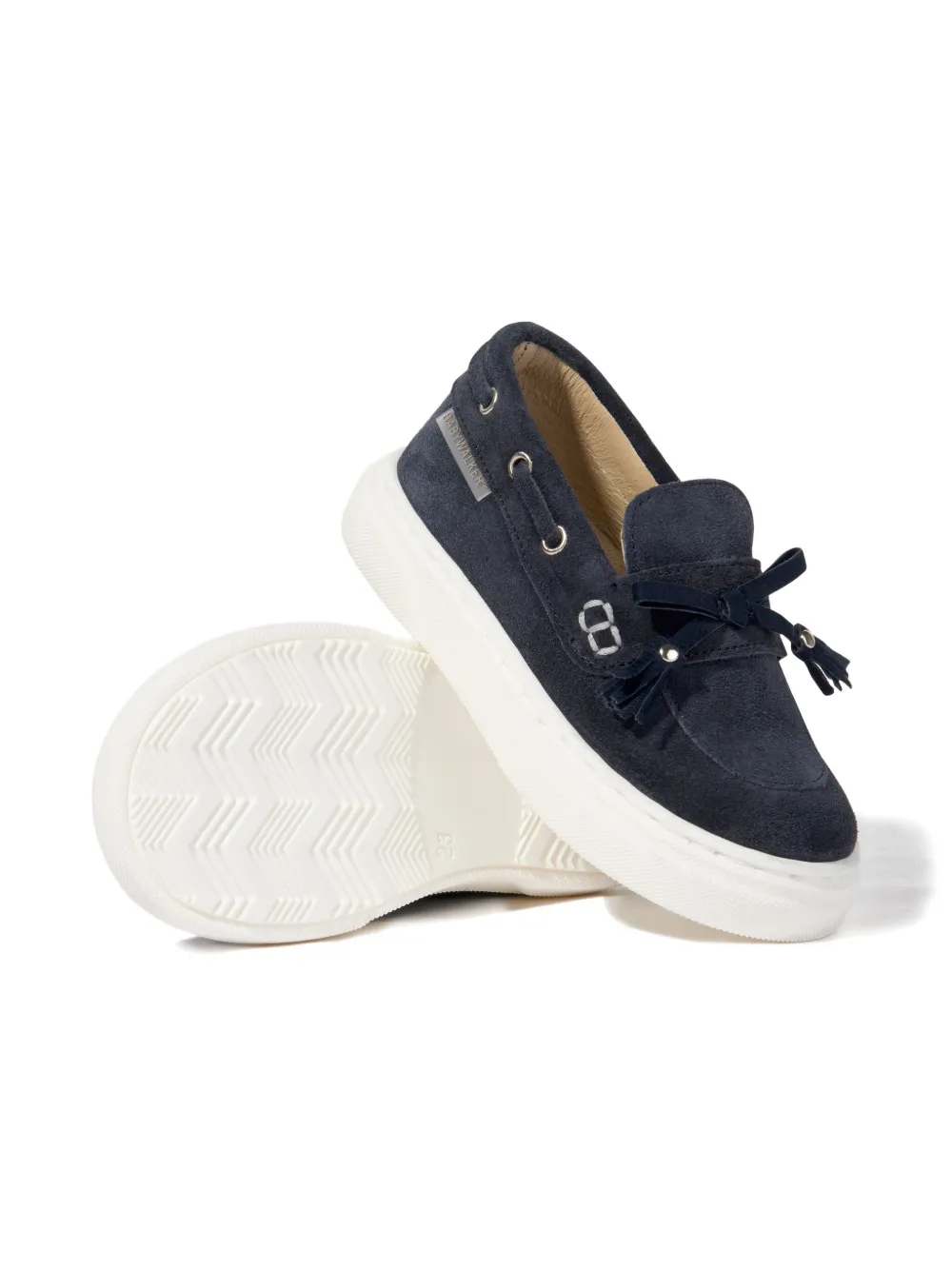 BabyWalker bow-embellished suede loafers - NAVY