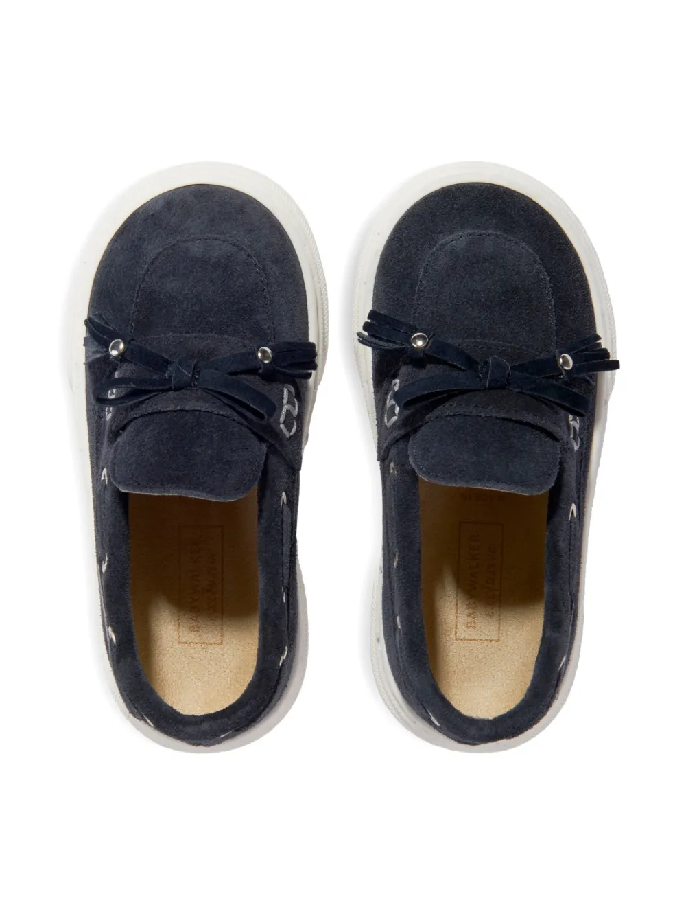 BabyWalker bow-embellished suede loafers NAVY