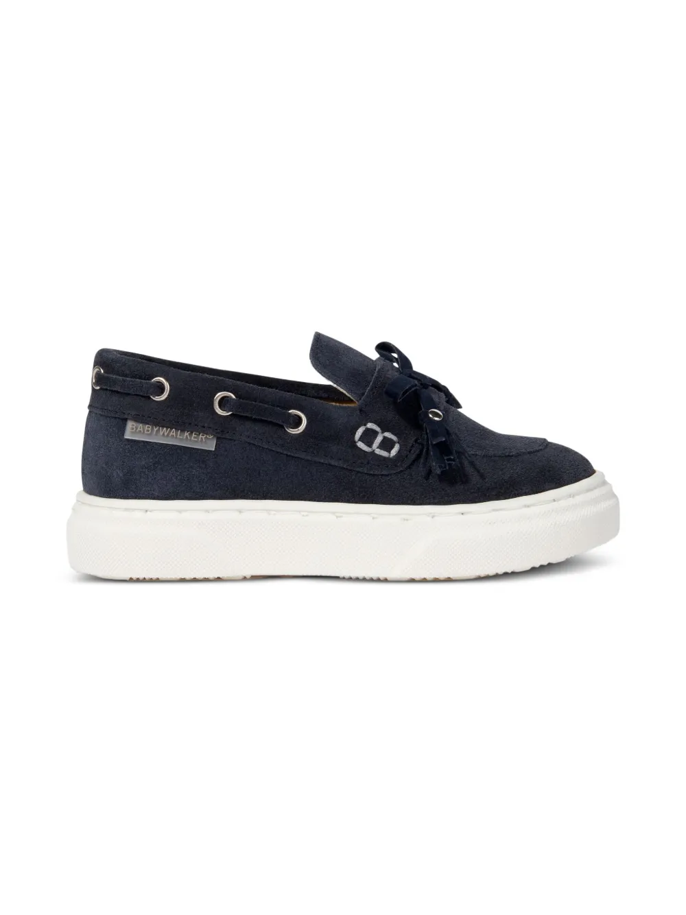 BabyWalker bow-embellished suede loafers NAVY