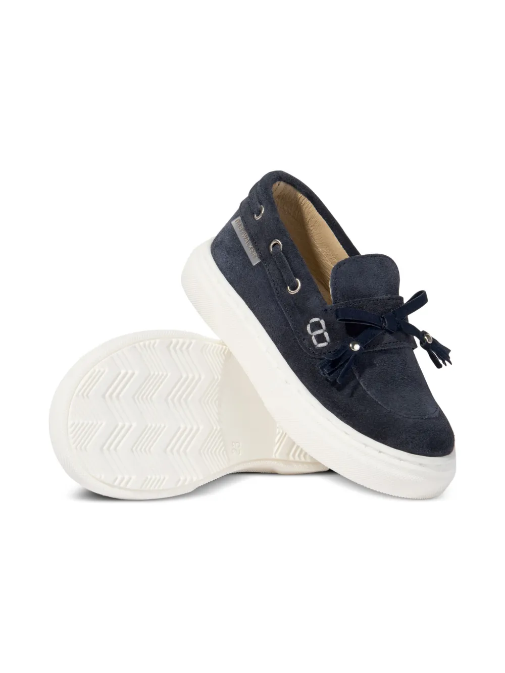 BabyWalker bow-embellished suede loafers NAVY