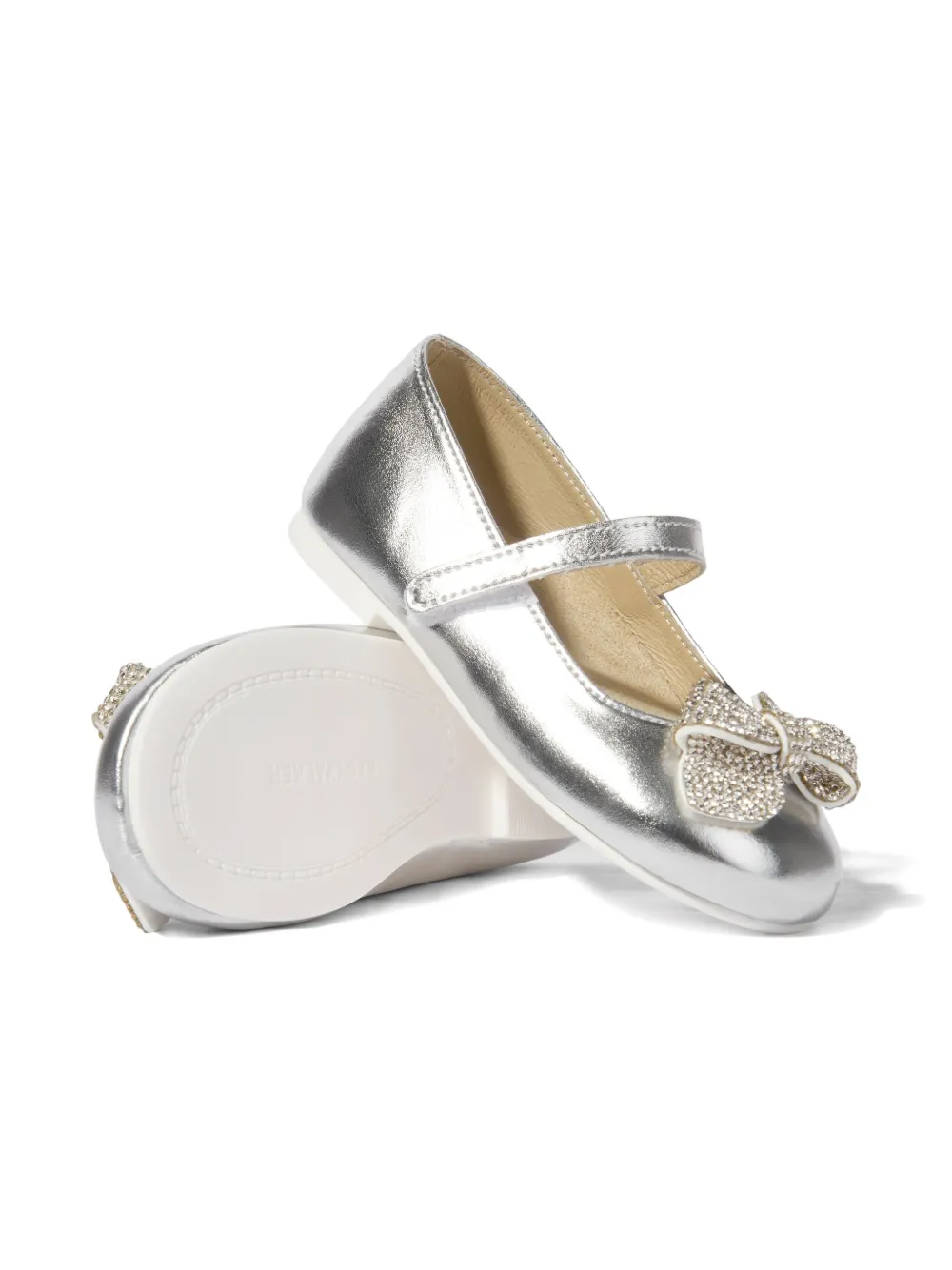 BabyWalker crystal-embellishment ballerina shoes - Zilver