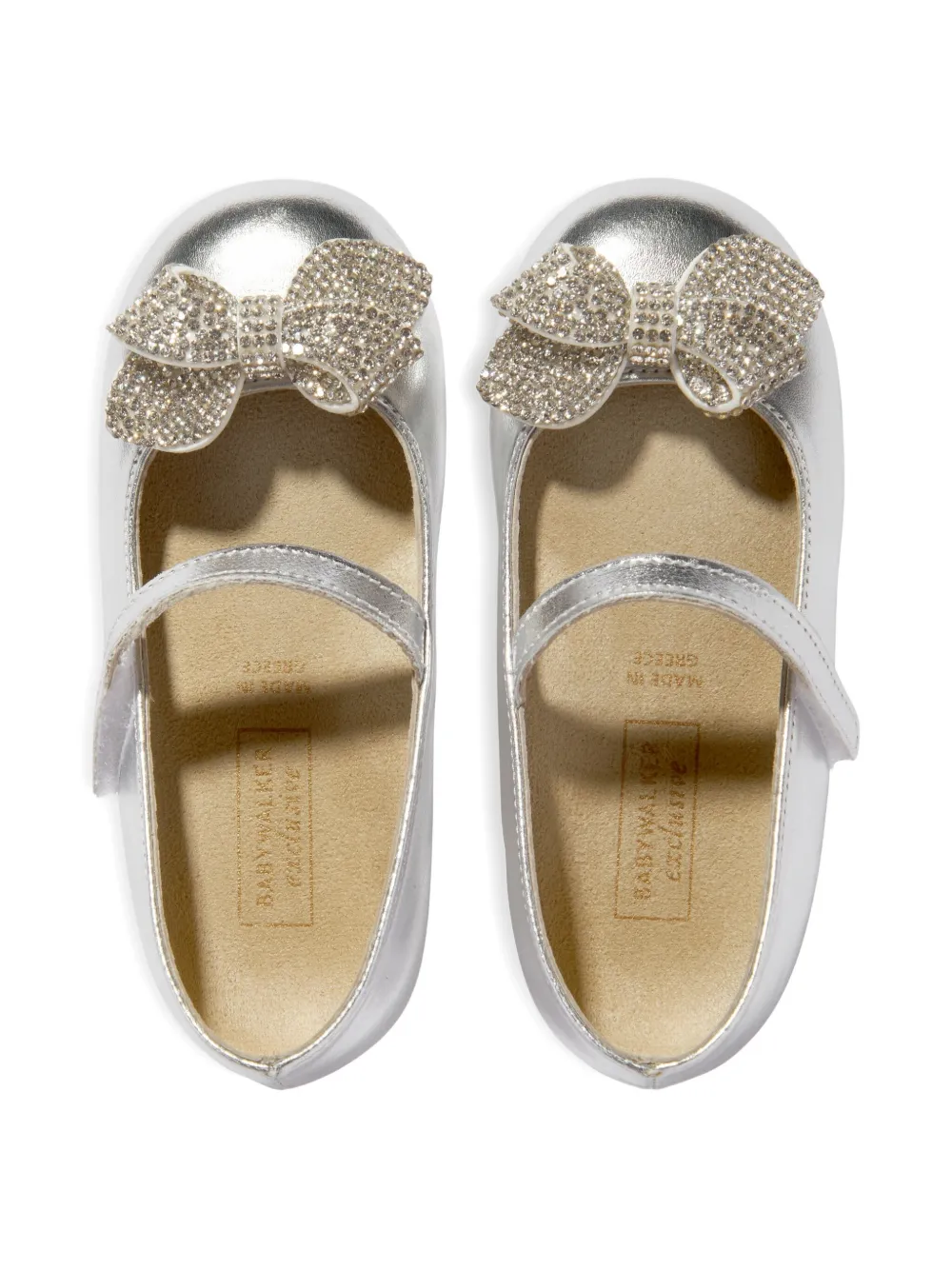 BabyWalker crystal-embellishment ballerina shoes Silver