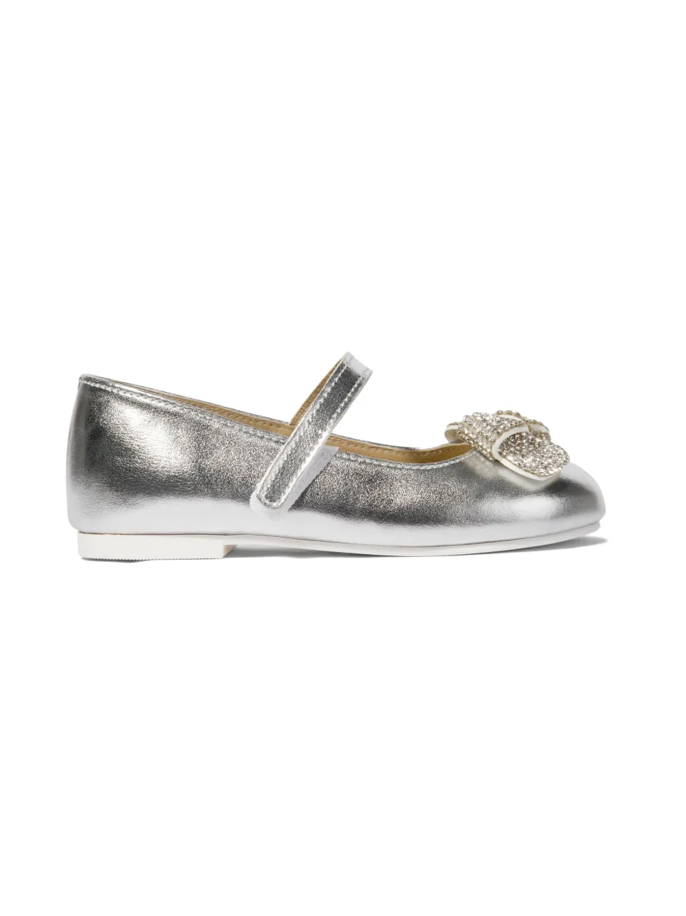 BabyWalker crystal-embellish t ballerina shoes Silver