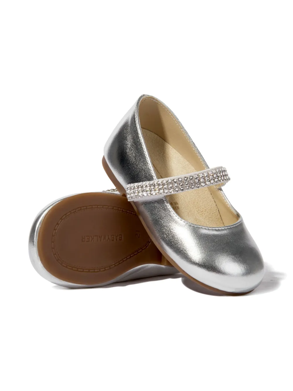 BabyWalker crystal-embellished ballerina shoes Silver