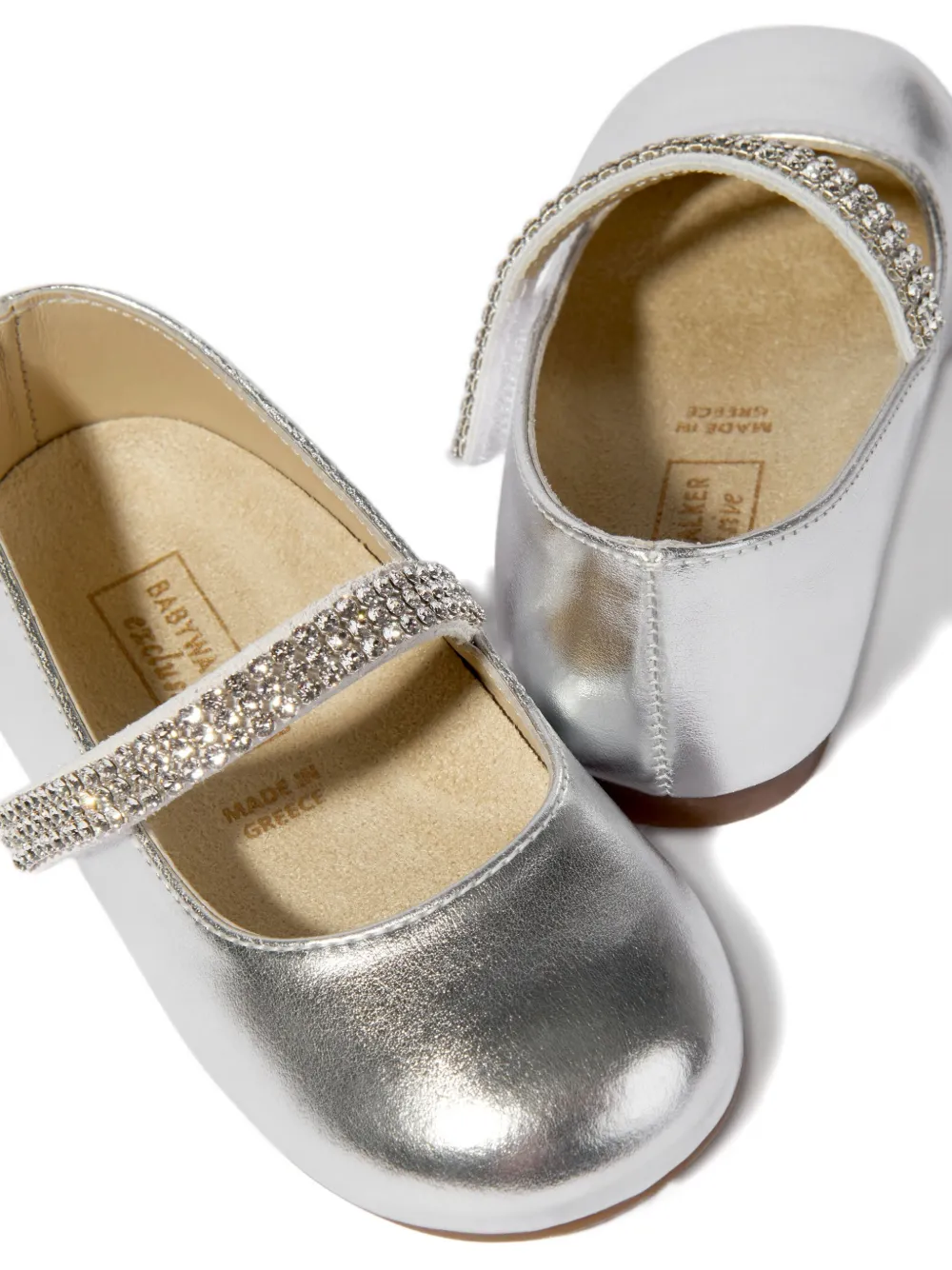 BabyWalker crystal-embellished ballerina shoes Silver