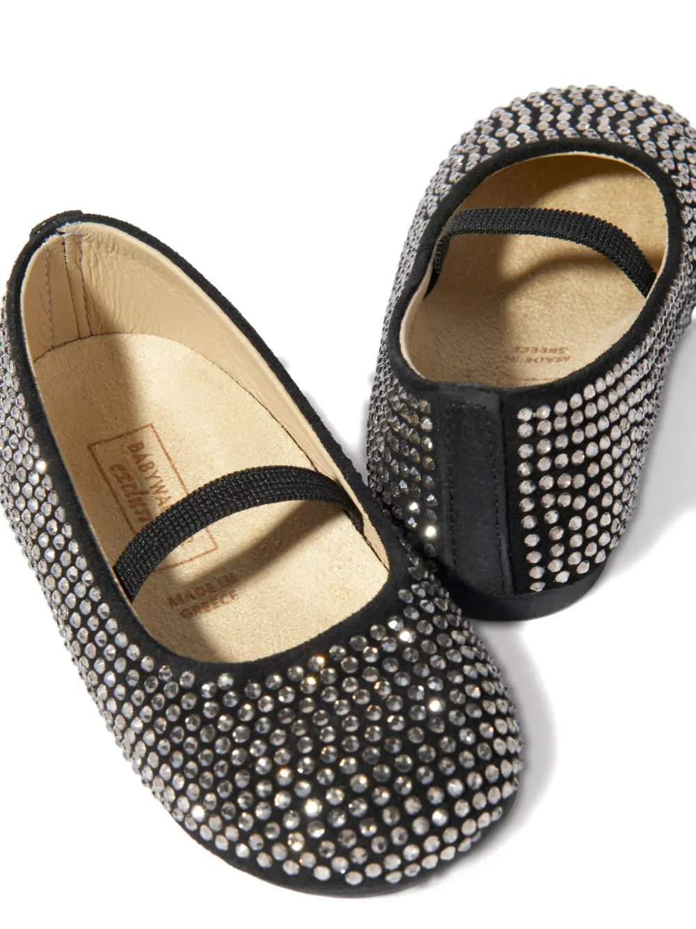 BabyWalker crystal-embellishment ballerina shoes Black
