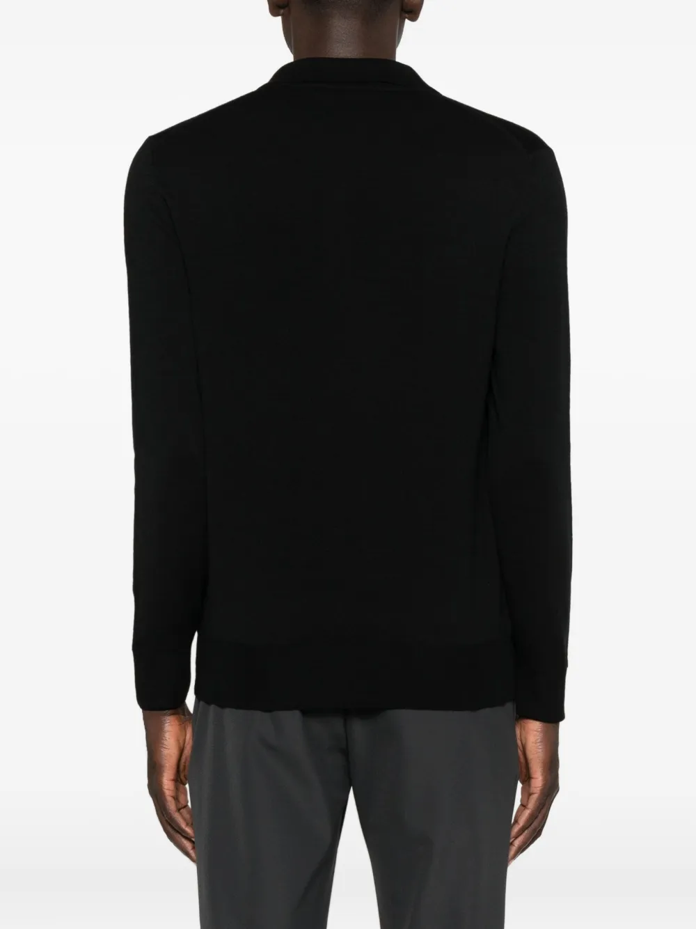 Canali Poloshirt met lange mouwen Zwart