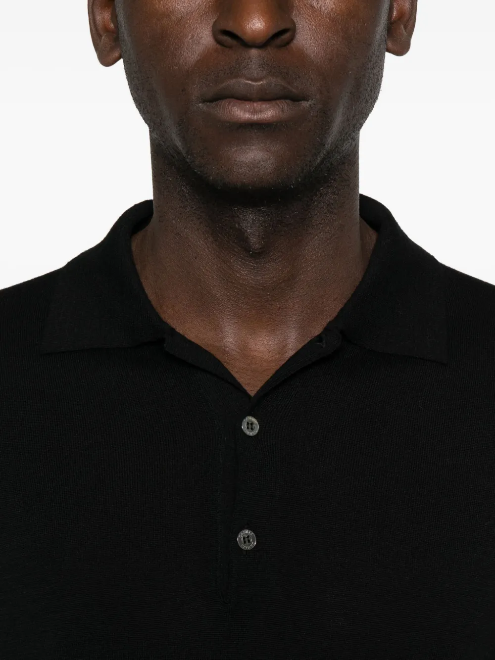 Canali Poloshirt met lange mouwen Zwart