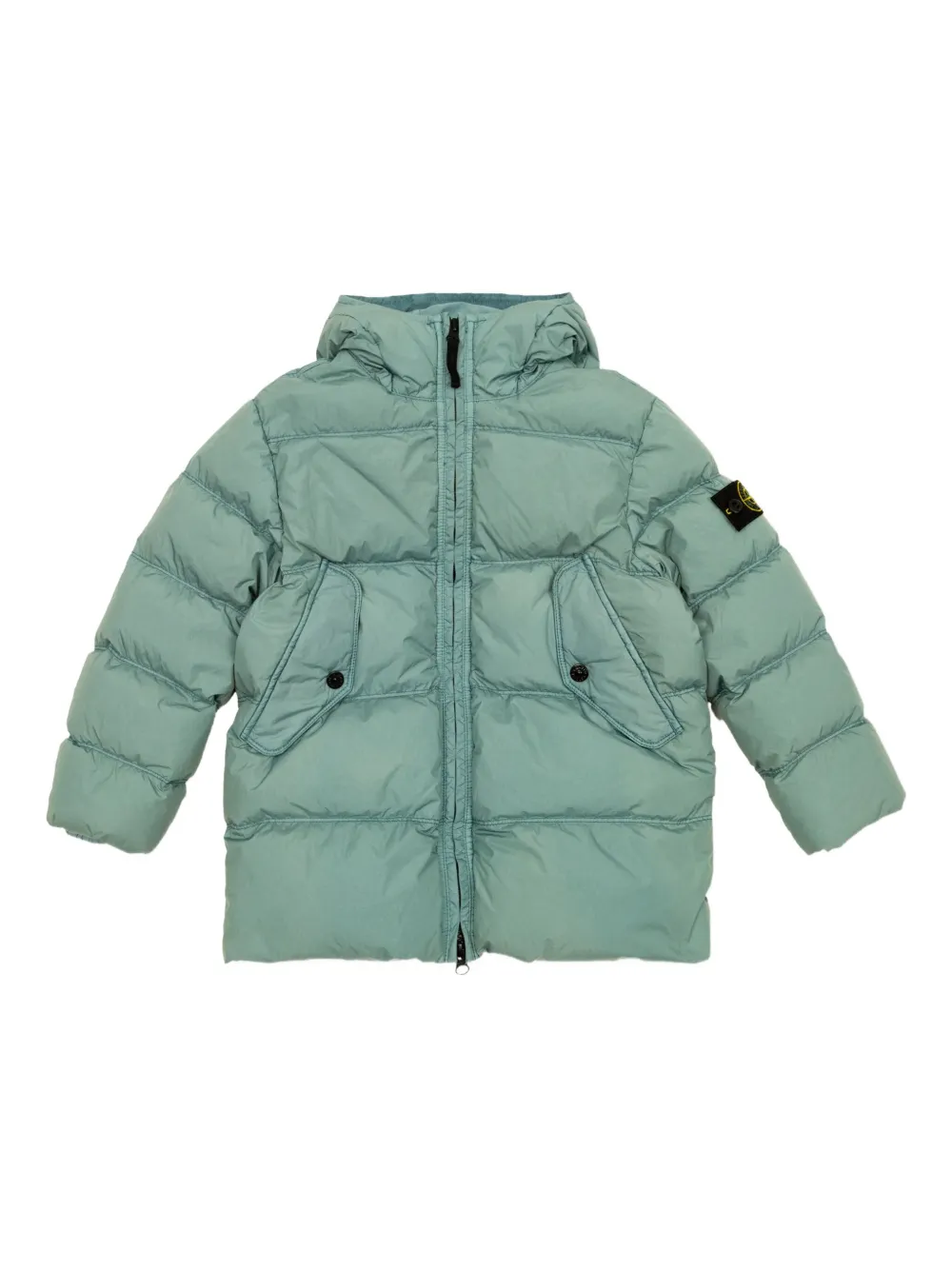 Stone Island Junior quilted logo-patch jacket Blauw