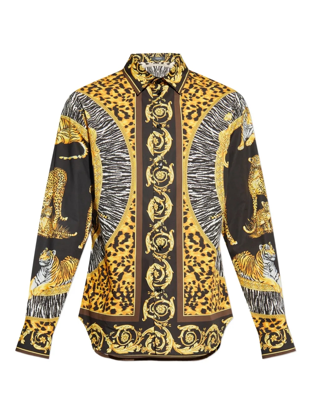 Versace Wild Cats silk shirt Zwart