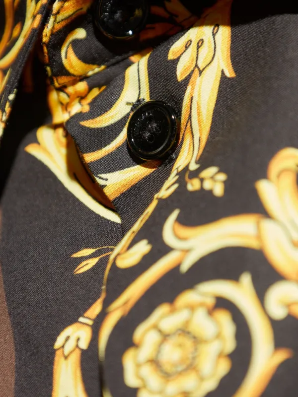 S*1様 GOLD 東洋　コットンネルシャツ　ブラック Versace Wild Cats Silk Shirt | Black | FARFETCH