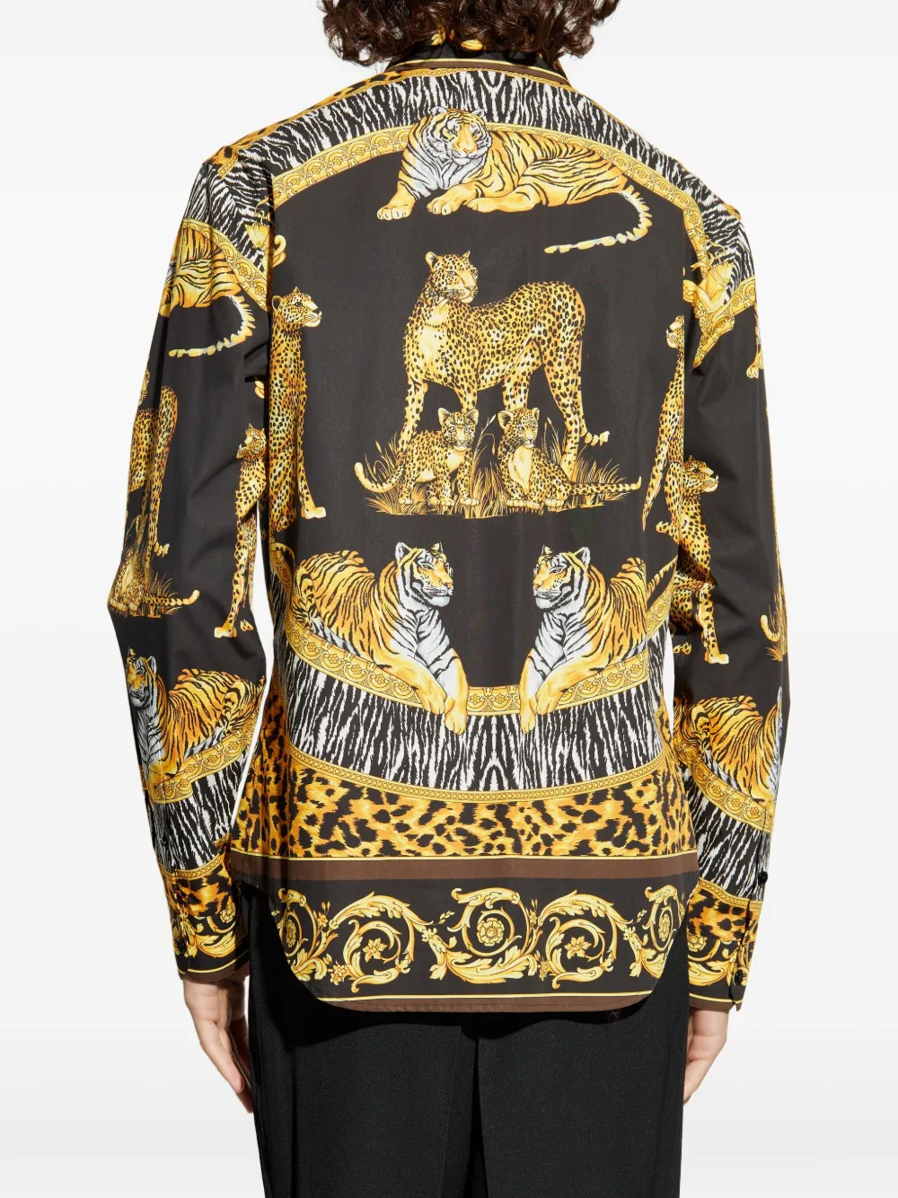 Versace Wild Cats silk shirt Zwart