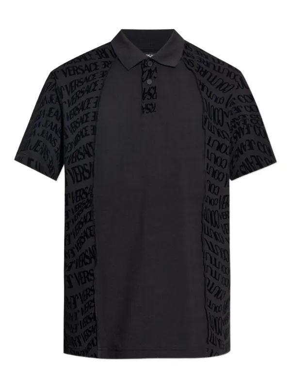 【最安値】新品　VERSACE JEANS COUTURE ポロシャツ M Versace Jeans Couture ロゴ ポロシャツ | ブラック | FARFETCH JP