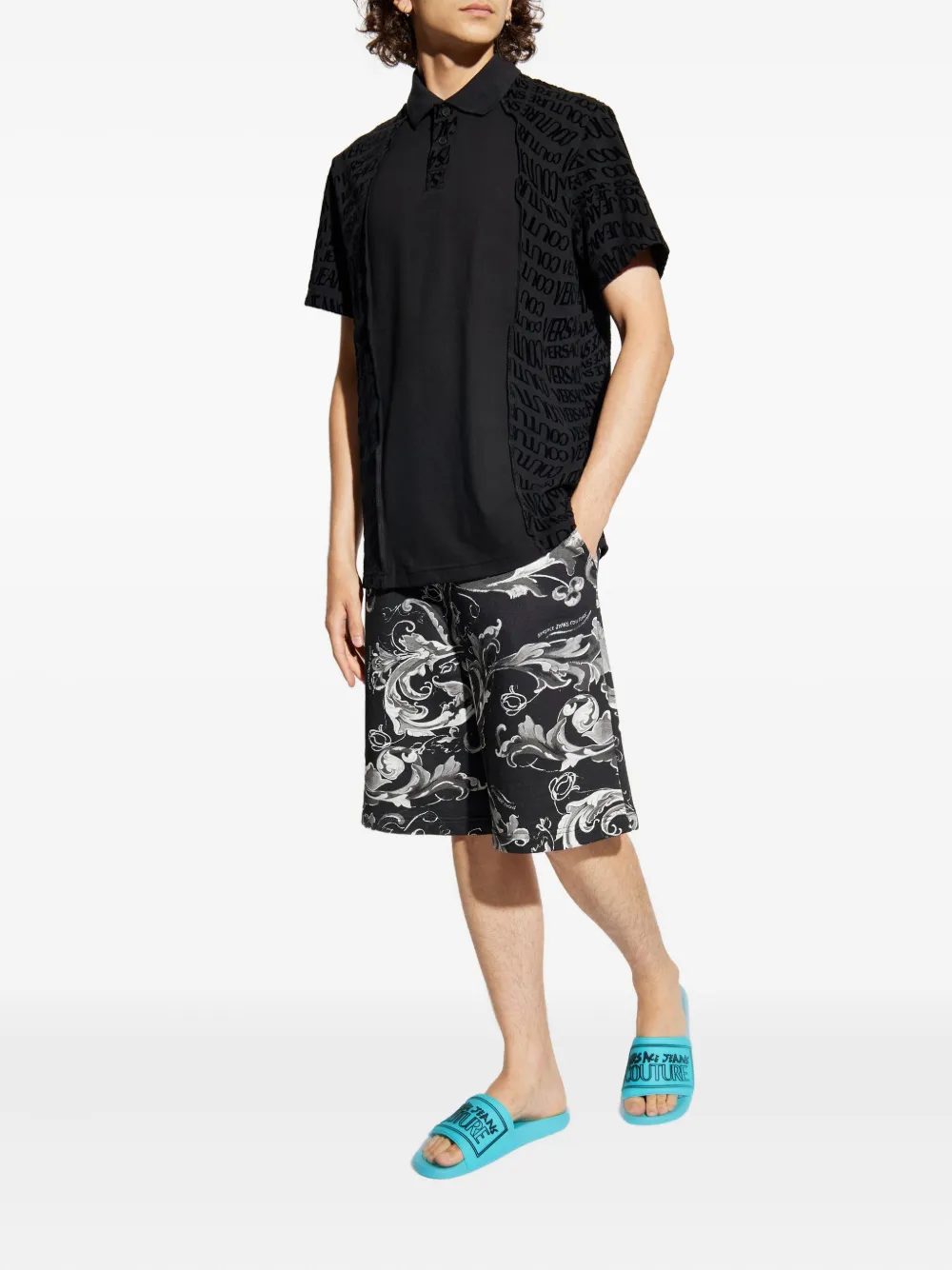Versace Jeans Couture logo-detailing polo shirt - Zwart
