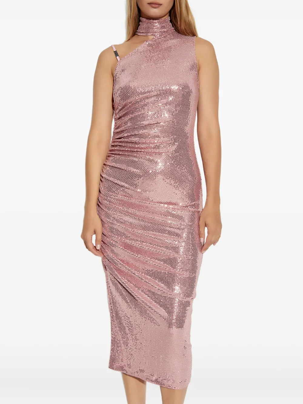 Versace Jeans Couture sequinned high-neck dress Roze