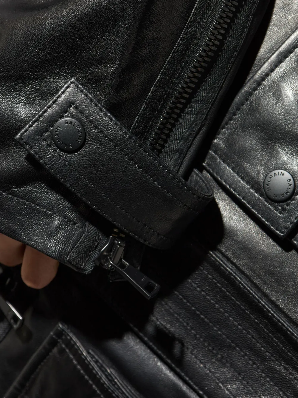 Balmain Leren jack Zwart