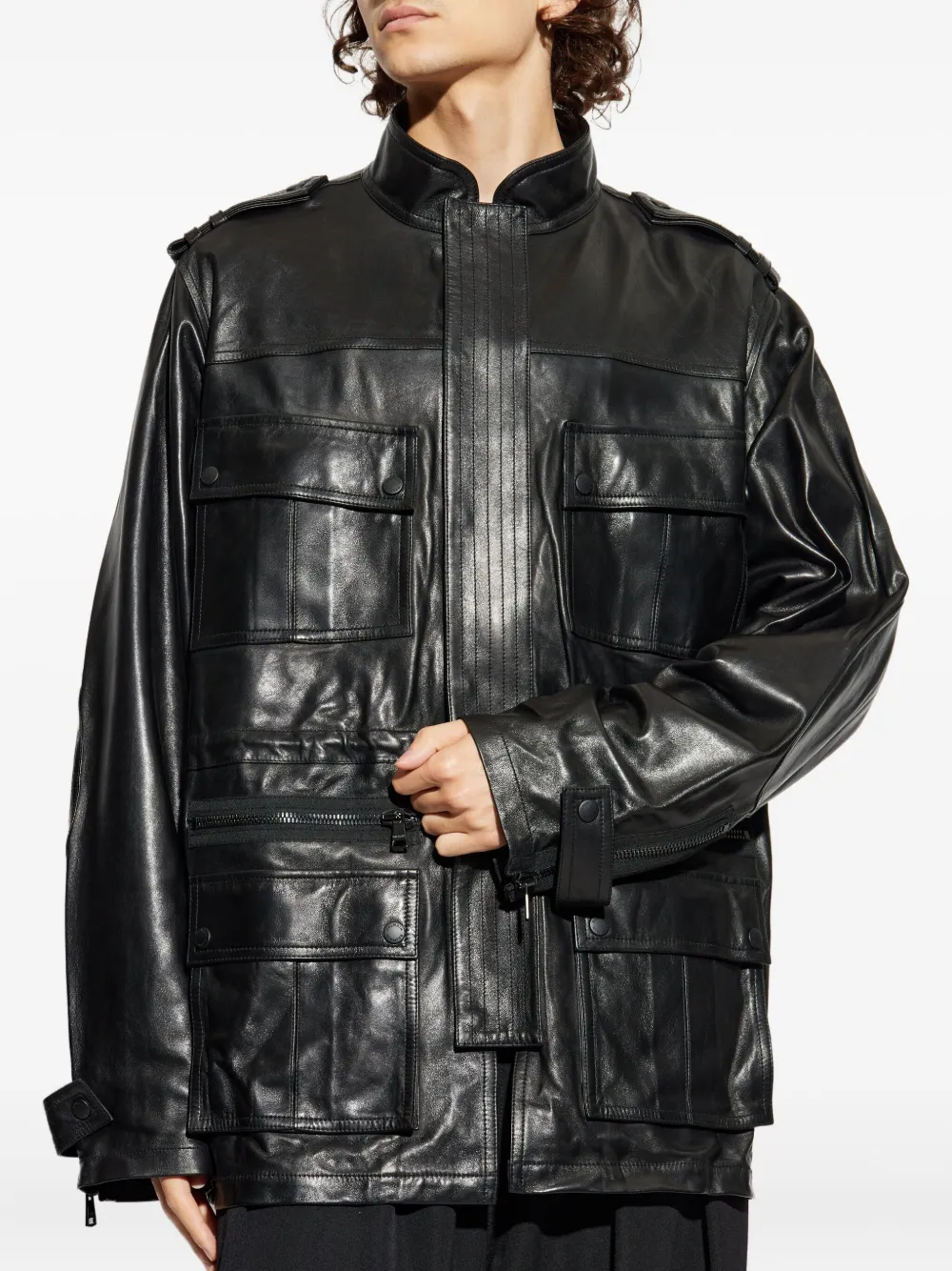 Balmain Leren jack Zwart