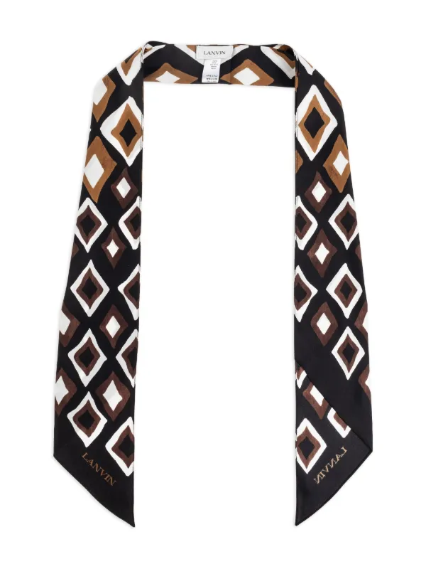 Lanvin geometric-pattern Silk Scarf Black FARFETCH RO
