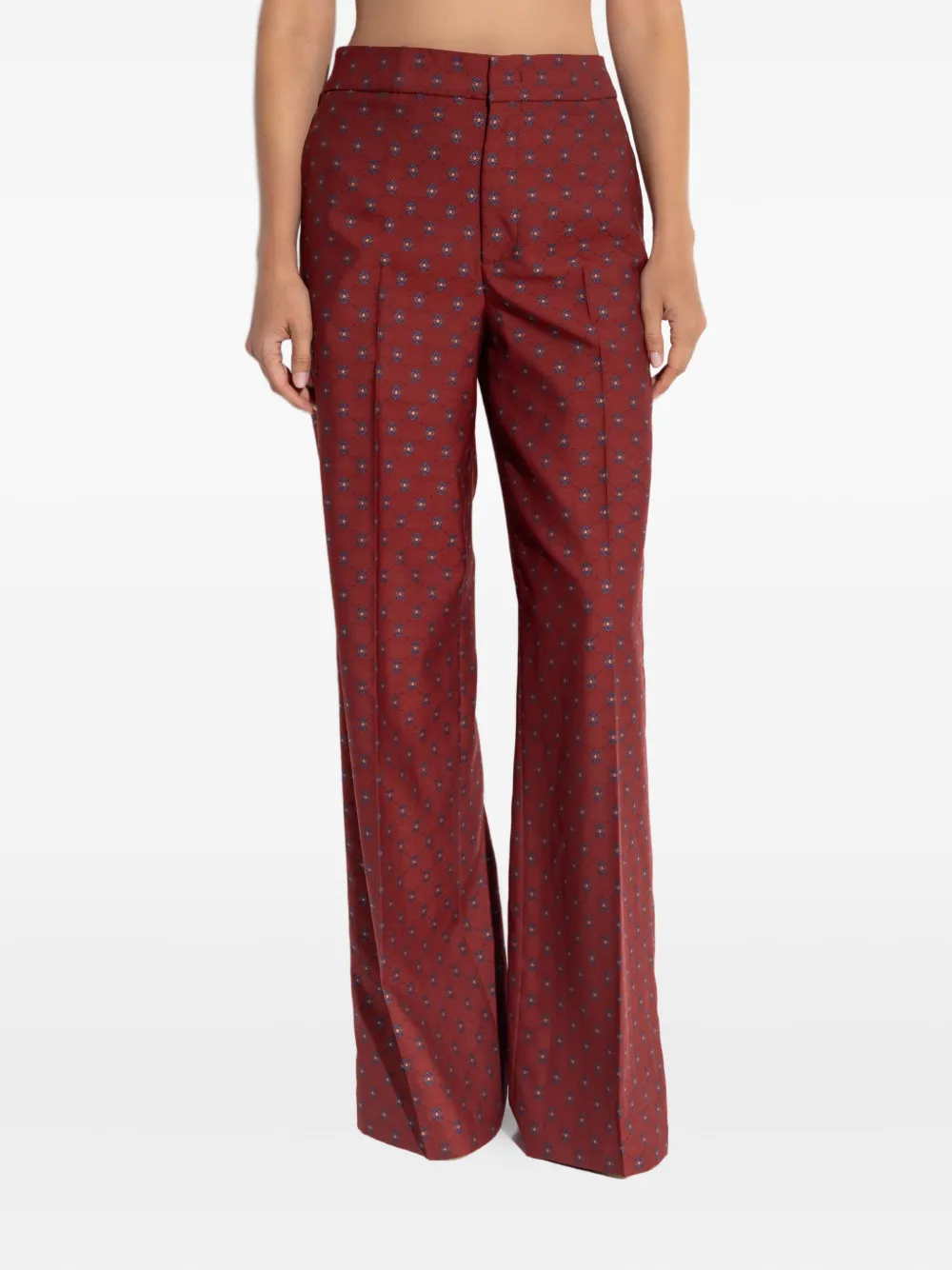 Etro Jacquard-pattern Flared Trousers In Red