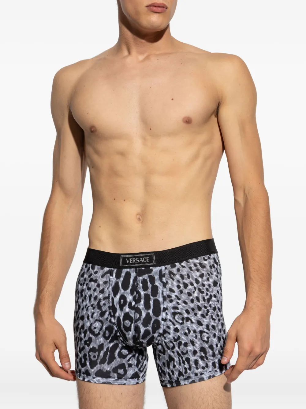 Versace leopard-print waistband boxers Grijs