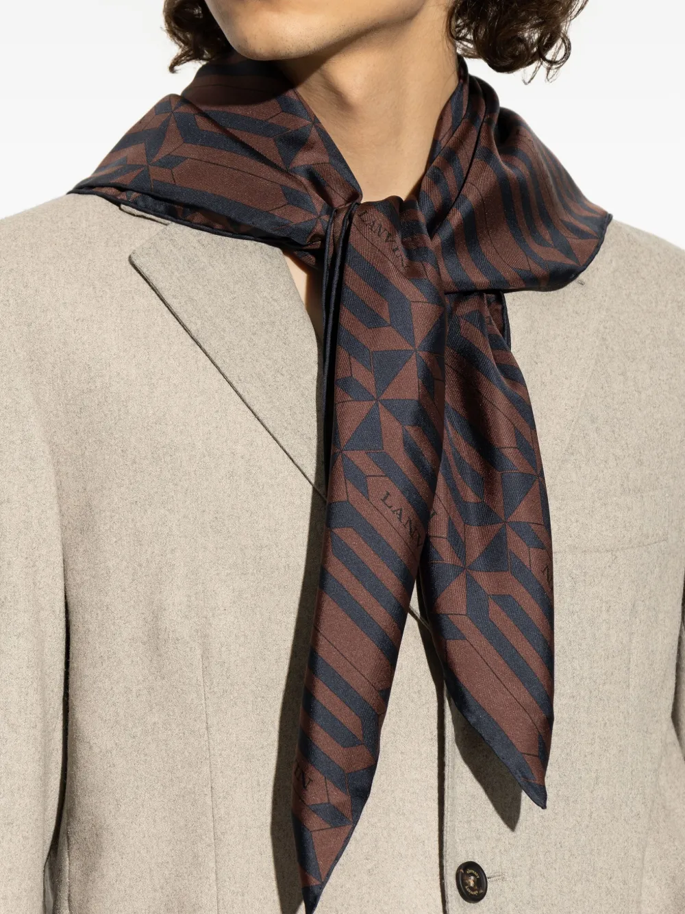 Lanvin Sjaal met geometrische print Bruin