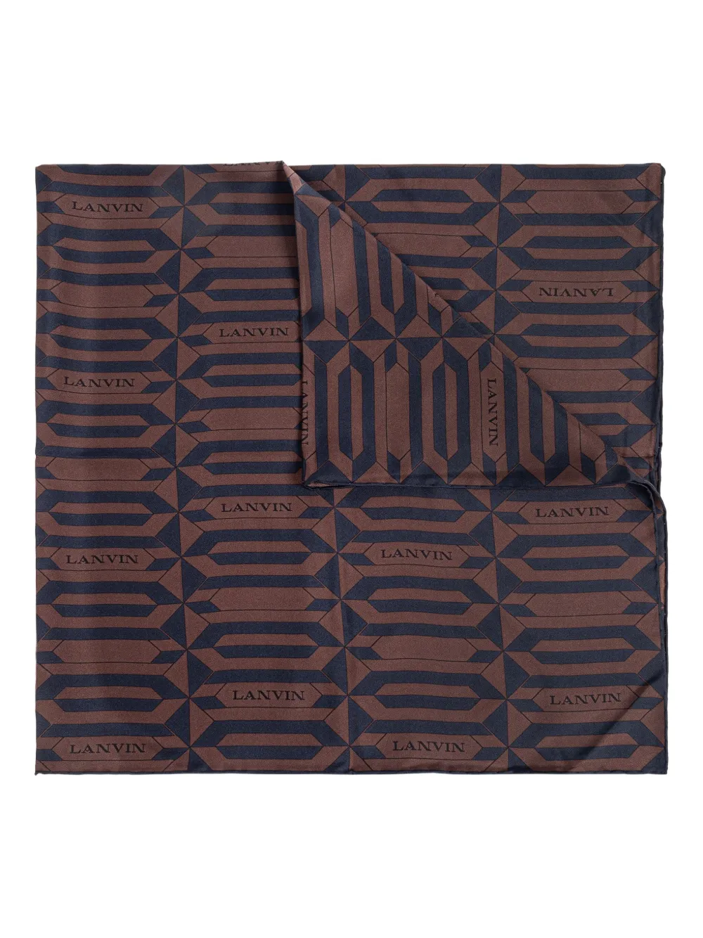 Lanvin geometric-pattern silk scarf - ブラウン Lanvin geometric-pattern silk scarf - ブラウン