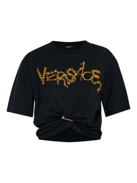 Versace embellished knot-detail T-shirt