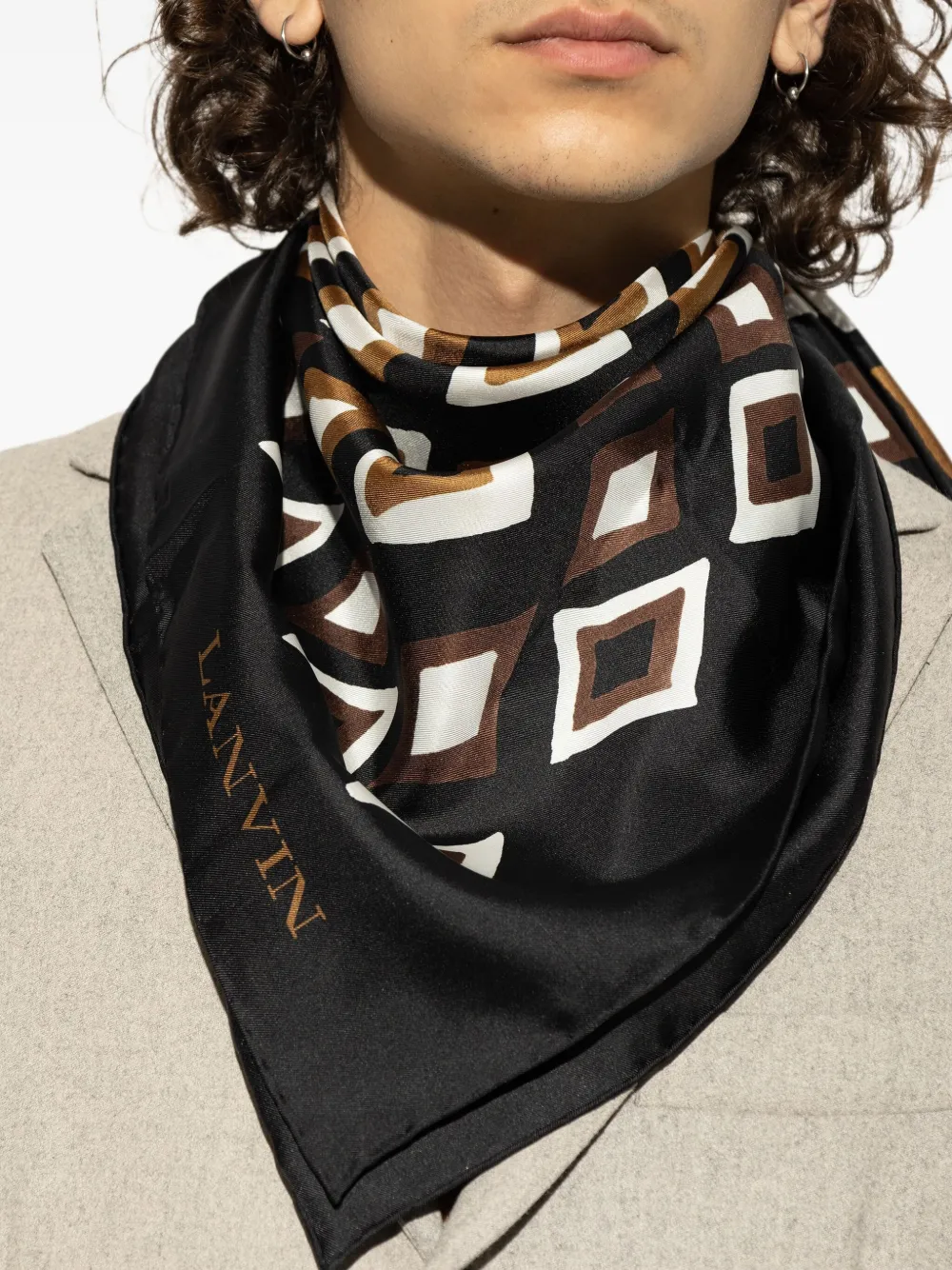 Lanvin Sjaal met geometrische print Zwart