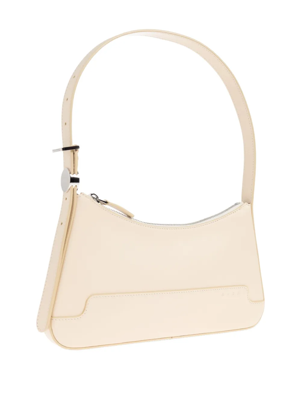 Marni Zip-fastening Curved Leather Shoulder Bag In Neutral
