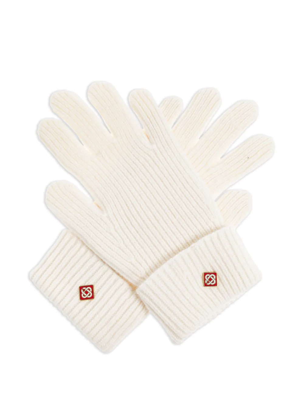 Casablanca Geribbelde handschoenen met logodetail Wit
