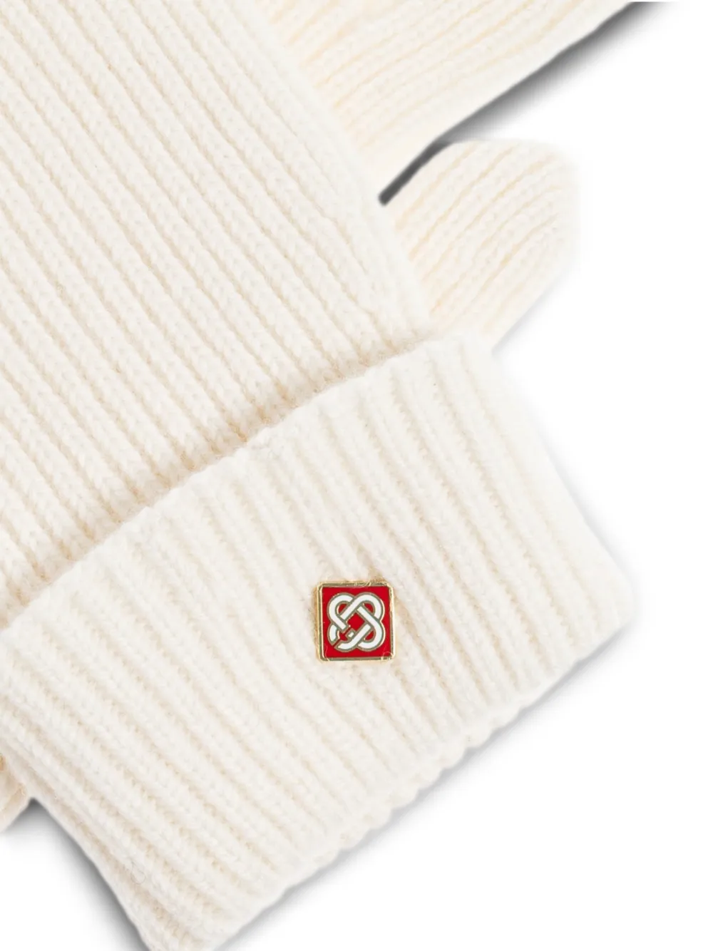 Casablanca Geribbelde handschoenen met logodetail Wit