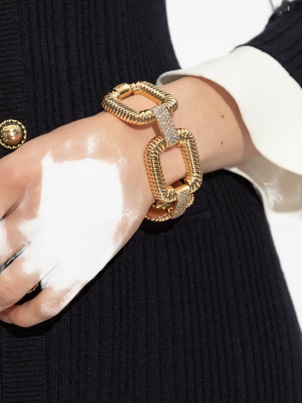 Self-Portrait rope-detail crystal-embellished bracelet - Goud