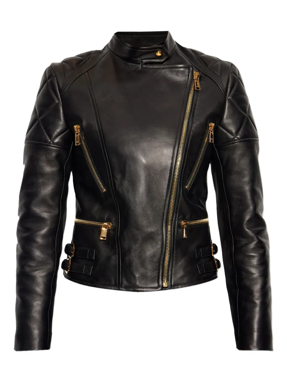 Versace quilted leather jacket Zwart