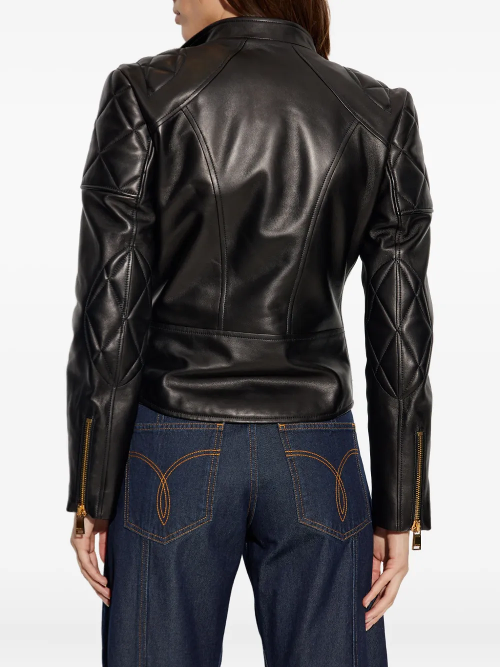 Versace quilted leather jacket Zwart