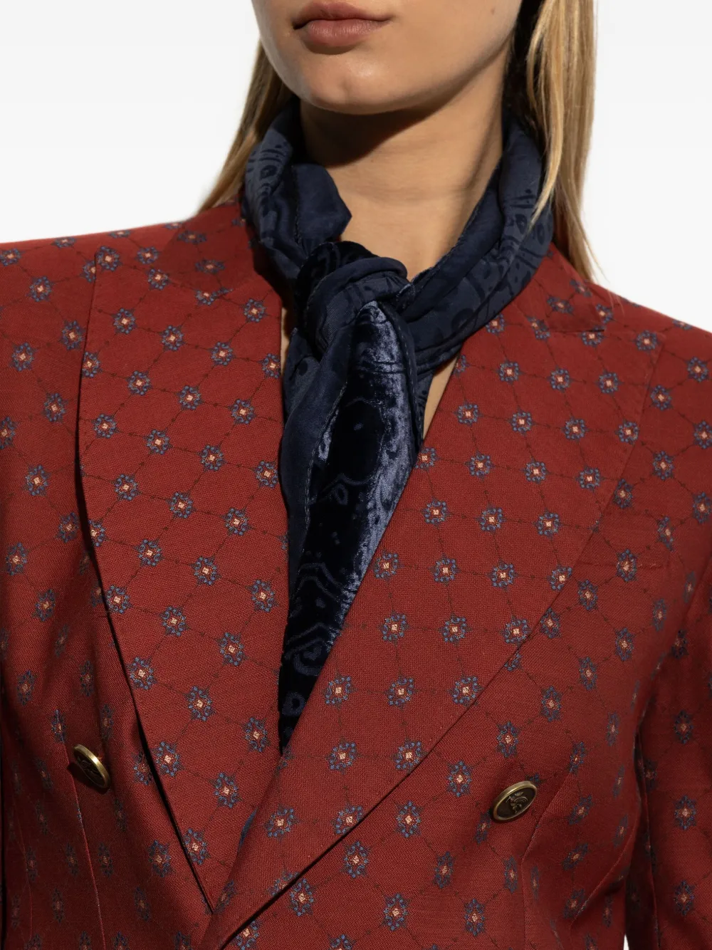 ETRO Fluwelen sjaal met paisley-print Blauw